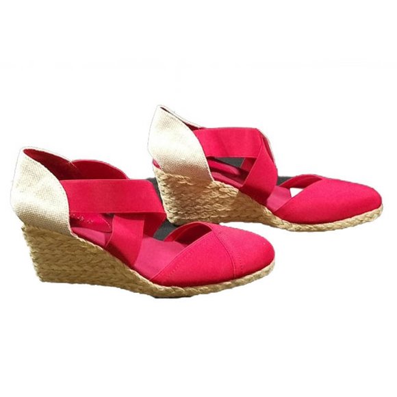 Lauren Ralph Lauren Shoes - Ralph Lauren Collins Red Elastic Espadrilles Sz 9